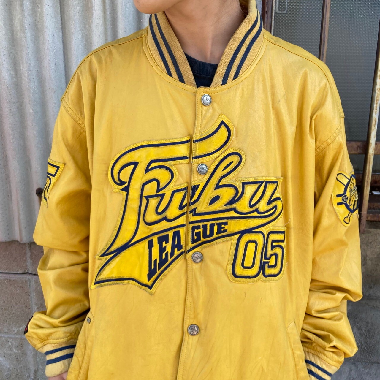 90〜00年代 FUBU フブ オールレザースタジャン メンズ2XL相当 古着 90s 
