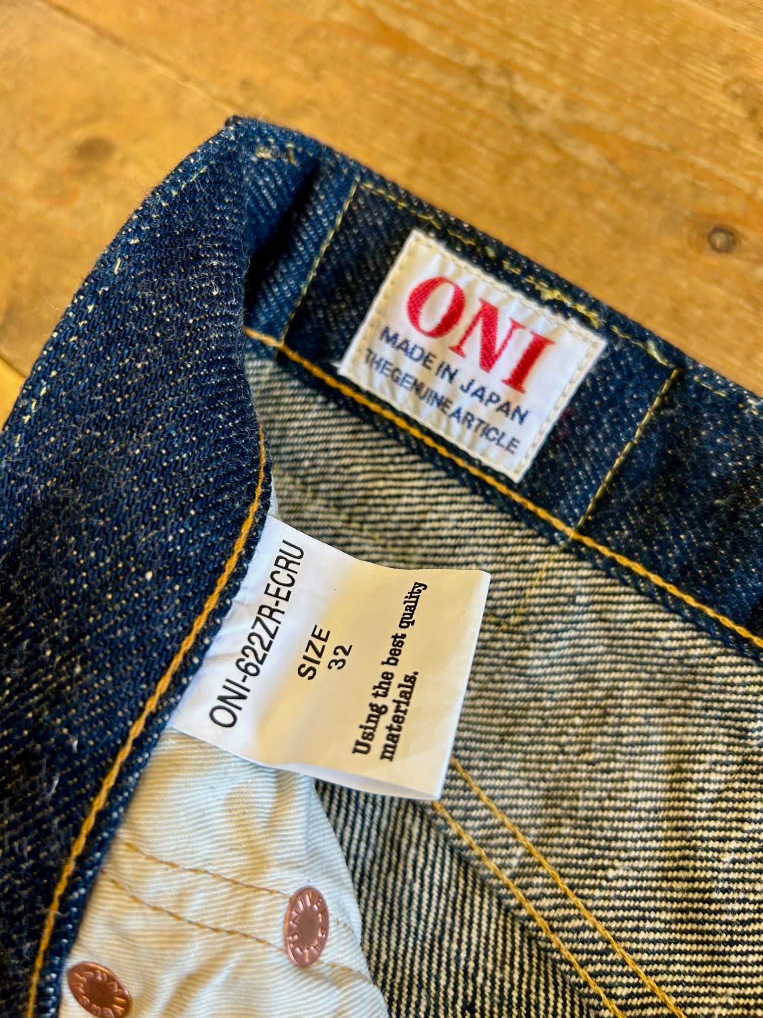 ONI DENIM(鬼デニム)20oz シークレット歌舞伎耳 622ヨコイトECRU