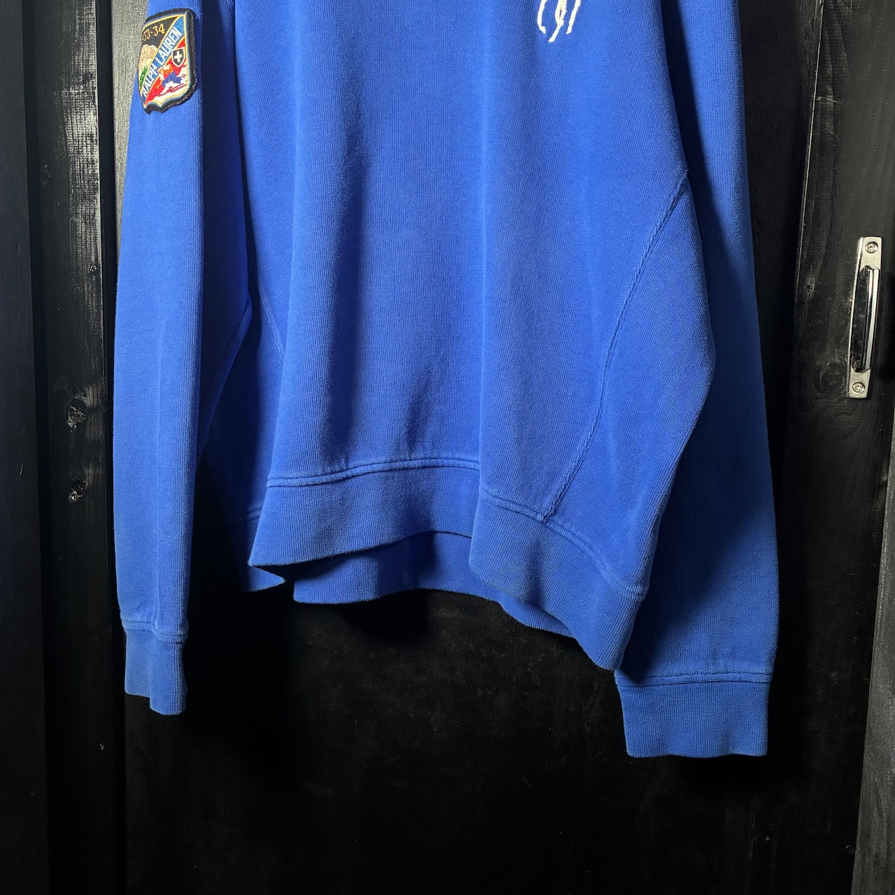 90s POLO RALPH LAUREN ハーフジップスウェット 青 刺繍ビッグポニー