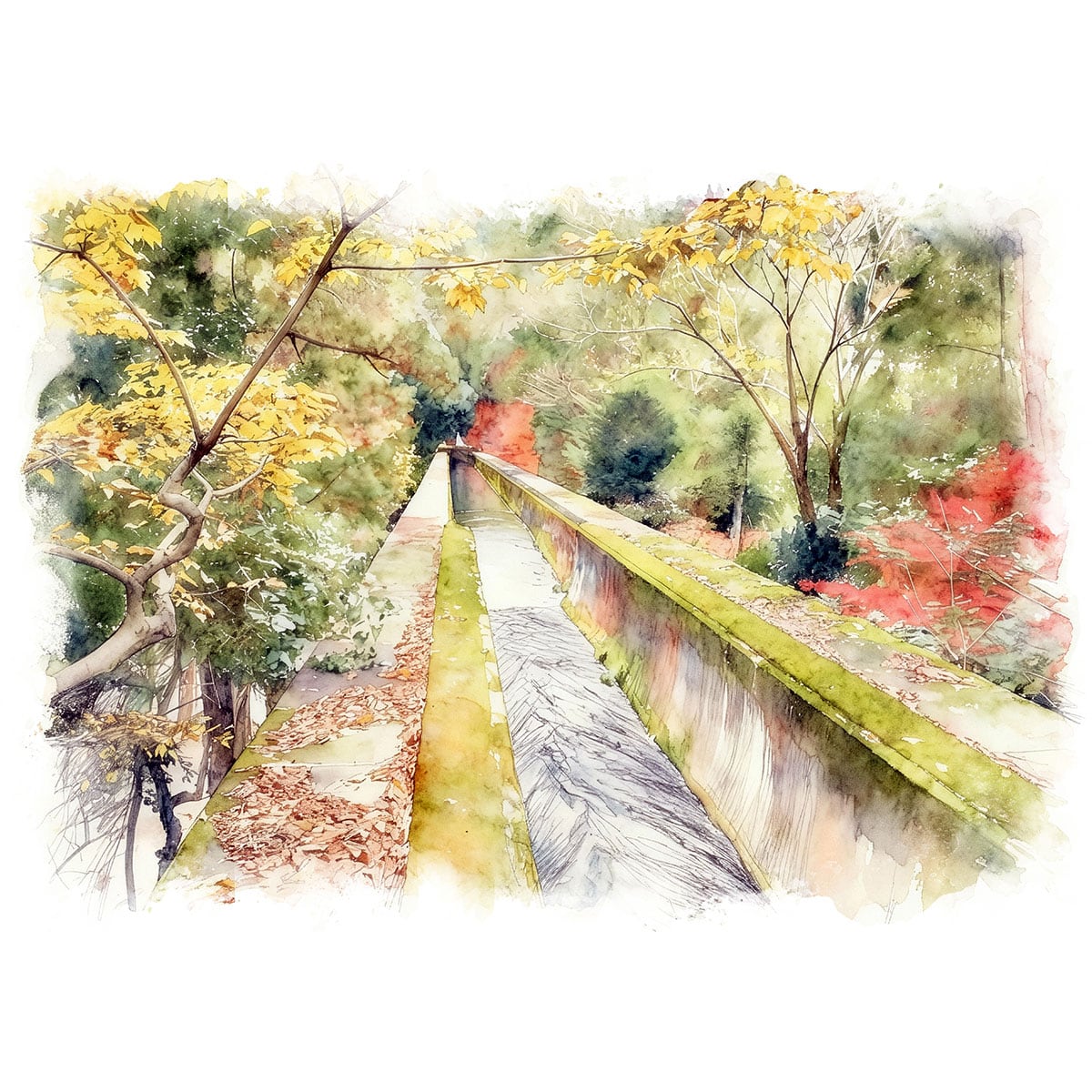 絵画(風景画) 日本 京都府 南禅寺 水路閣 インテリアアート額付き
