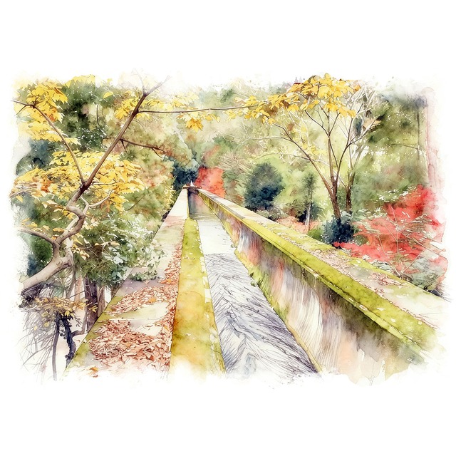 絵画(風景画) 日本 京都府 南禅寺 水路閣  インテリアアート額付き 水彩画・油絵調 WAT1192