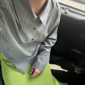 ストライプシャツショート丈_LN03449