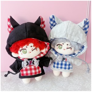 ぬいぐるみ用ギンガムチェック猫耳パーカー【10cm用】TGMC-1128