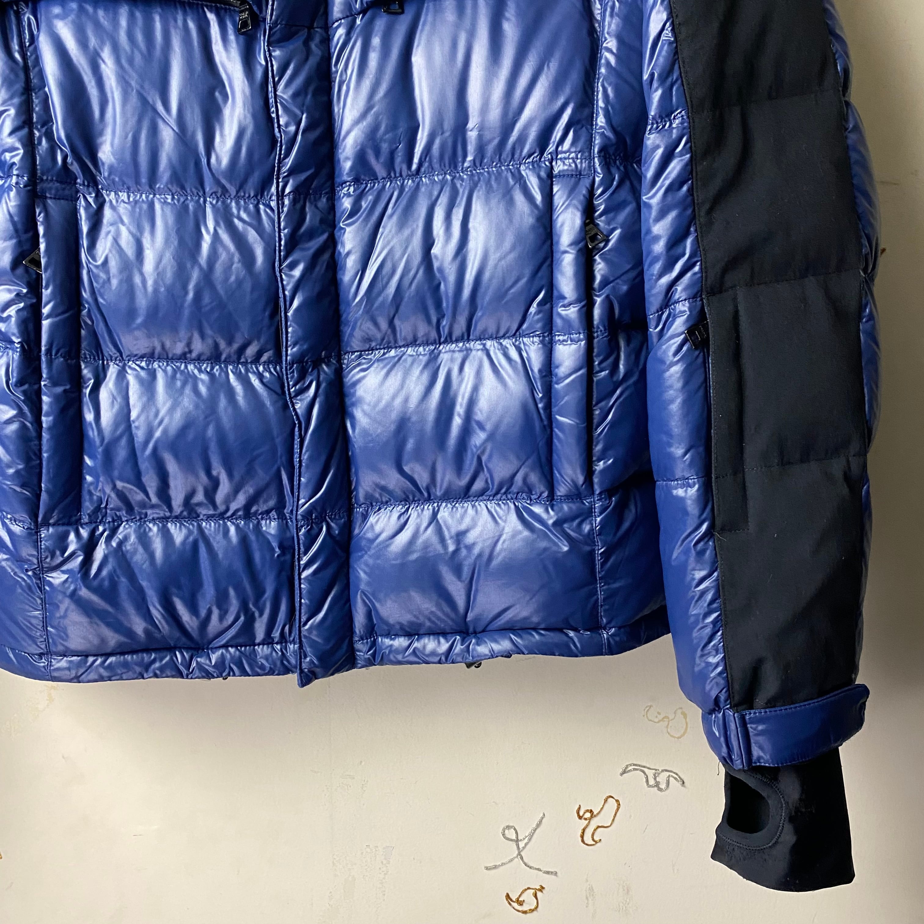 PRADA black switching blue down jacket | NOIR ONLINE