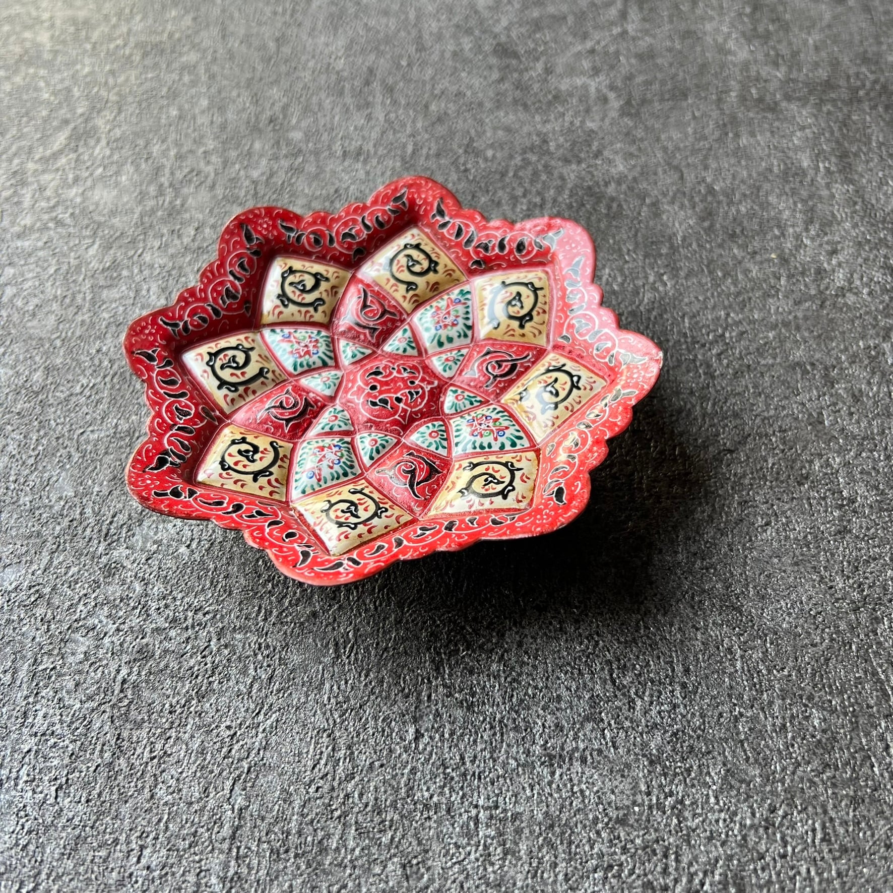 ペルシャの飾り皿（ミーナーカーリー）12cm アクセサリートレイ