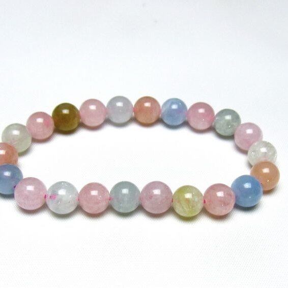 ミックスカラーベリル ブレスレット 9mm 一点物 メール便可 [M便 1/10] 111-48769