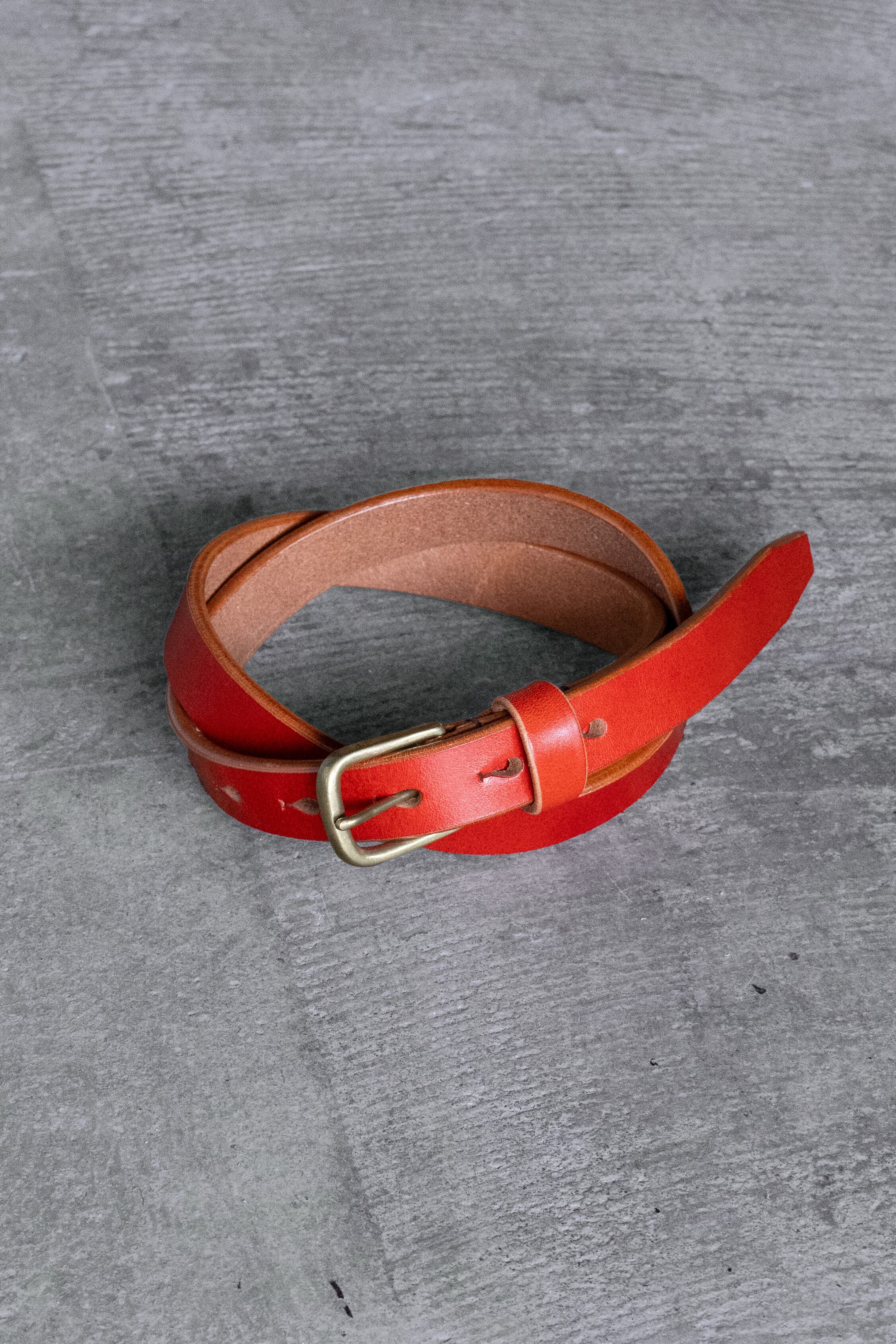 RED / 幅20mm ハーネスレザーベルト 04 / 丘染め【送料無料】 | 高級