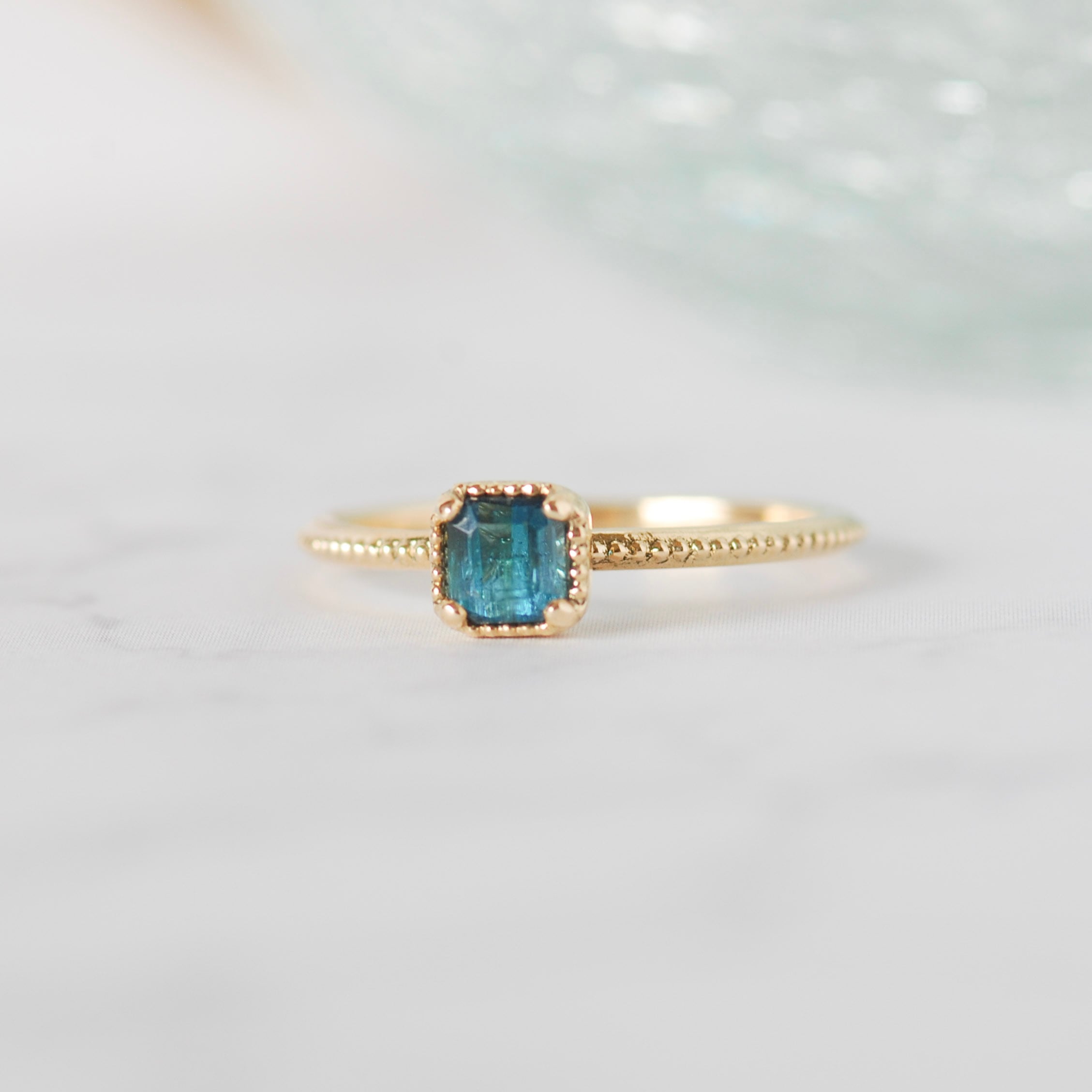 ブルーグリーンの無処理バイカラートルマリン K10小ワッカ シルバーリング10号 ブルーグリーンの無処理バイカラートルマリン K10小ワッカ シルバー