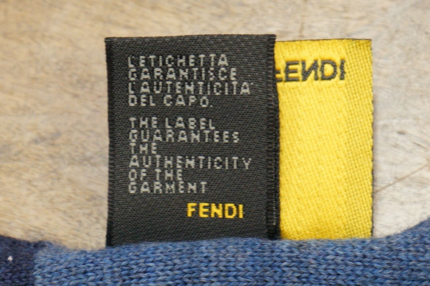 【美品】FENDI フェンディ　100%ウールマフラー　ズッカ柄　グレー