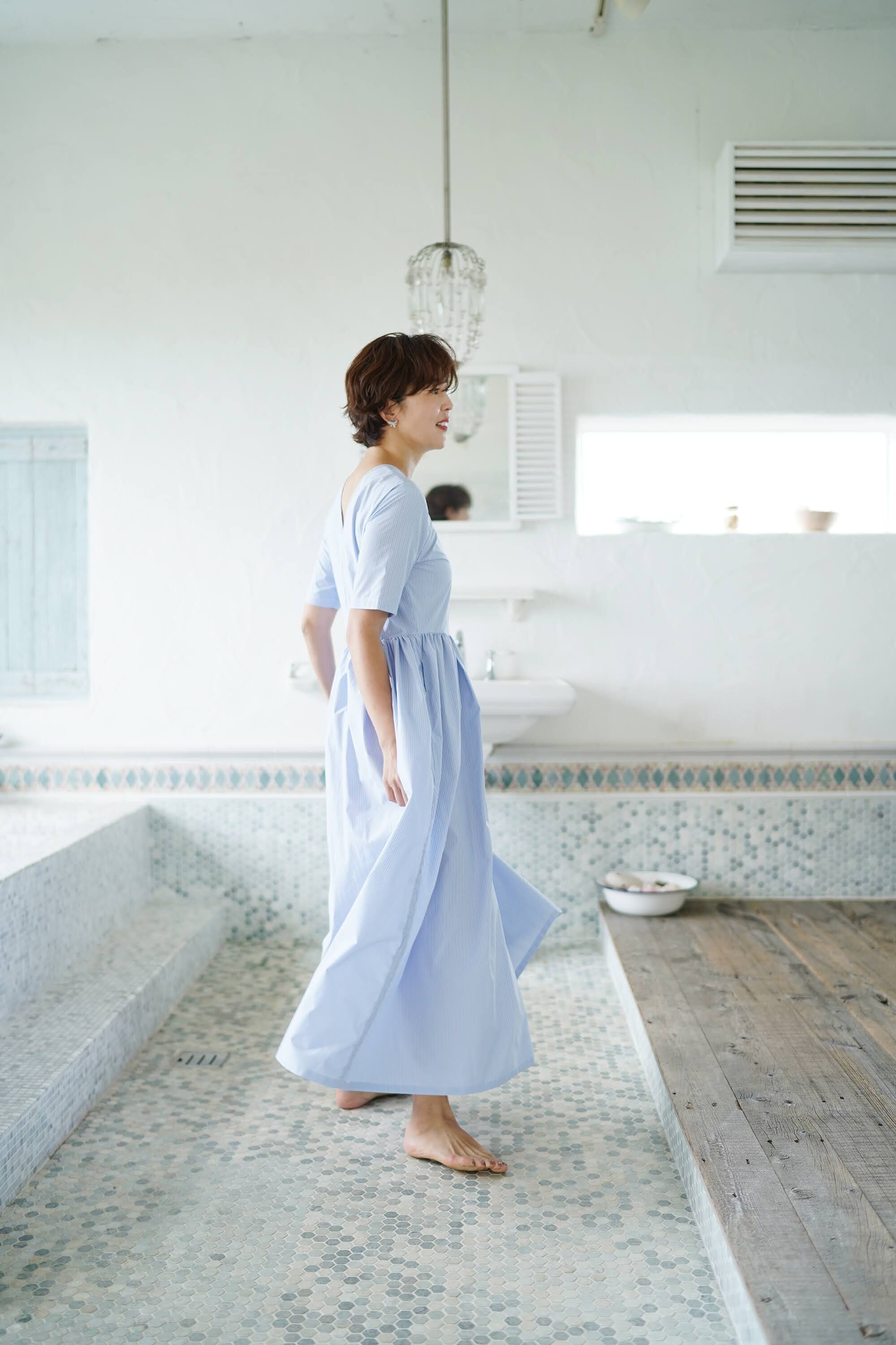 鈴木六夏 the9shop エブリイデイドレス ロング ベージュ M The9shop  