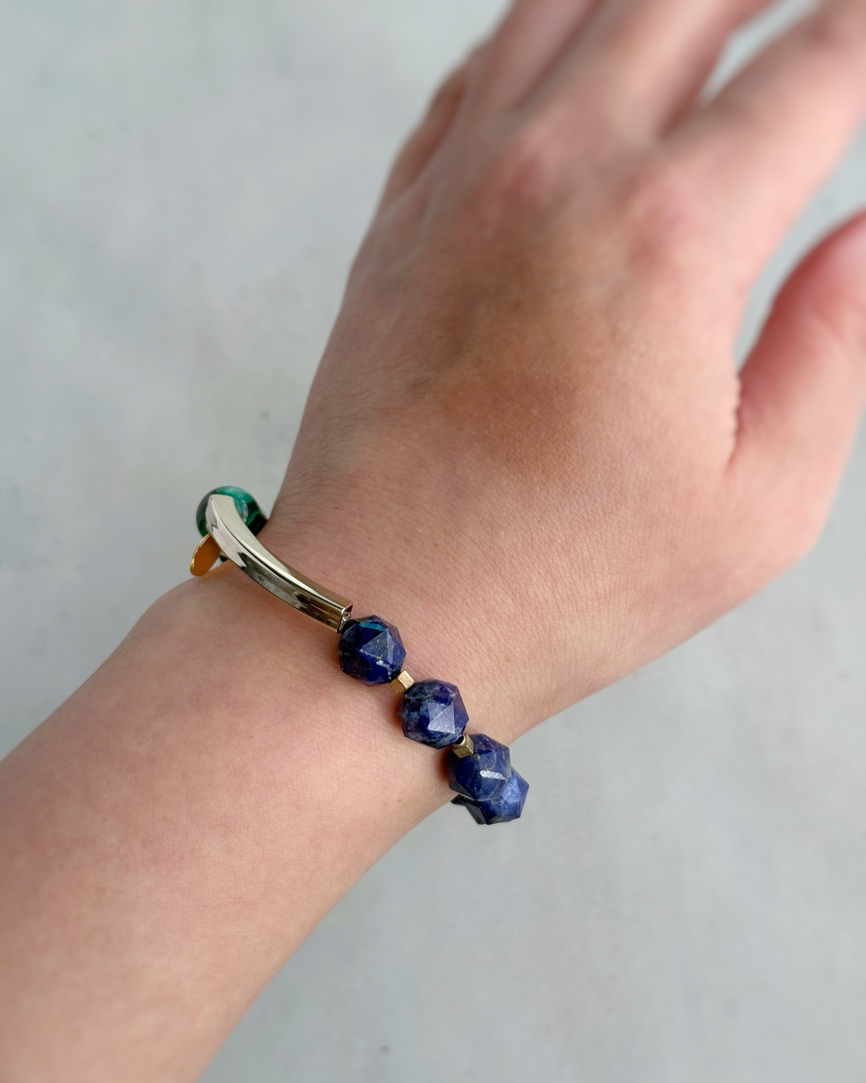 【再販】Tube & stone bracelet(マラカイト×ラピスラズリ)