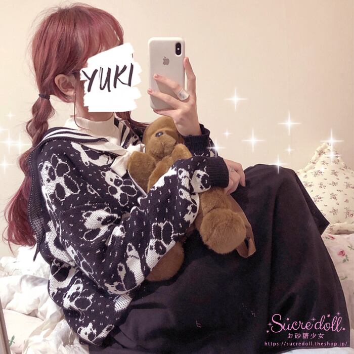 [3color] Bear Sailor Knit