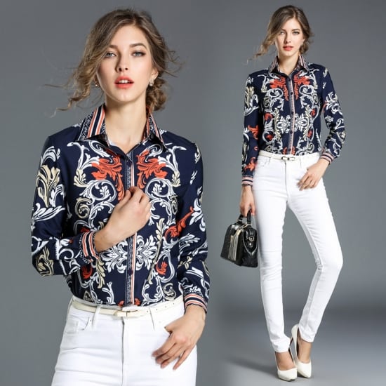 どこか懐かしい 花柄シャツ