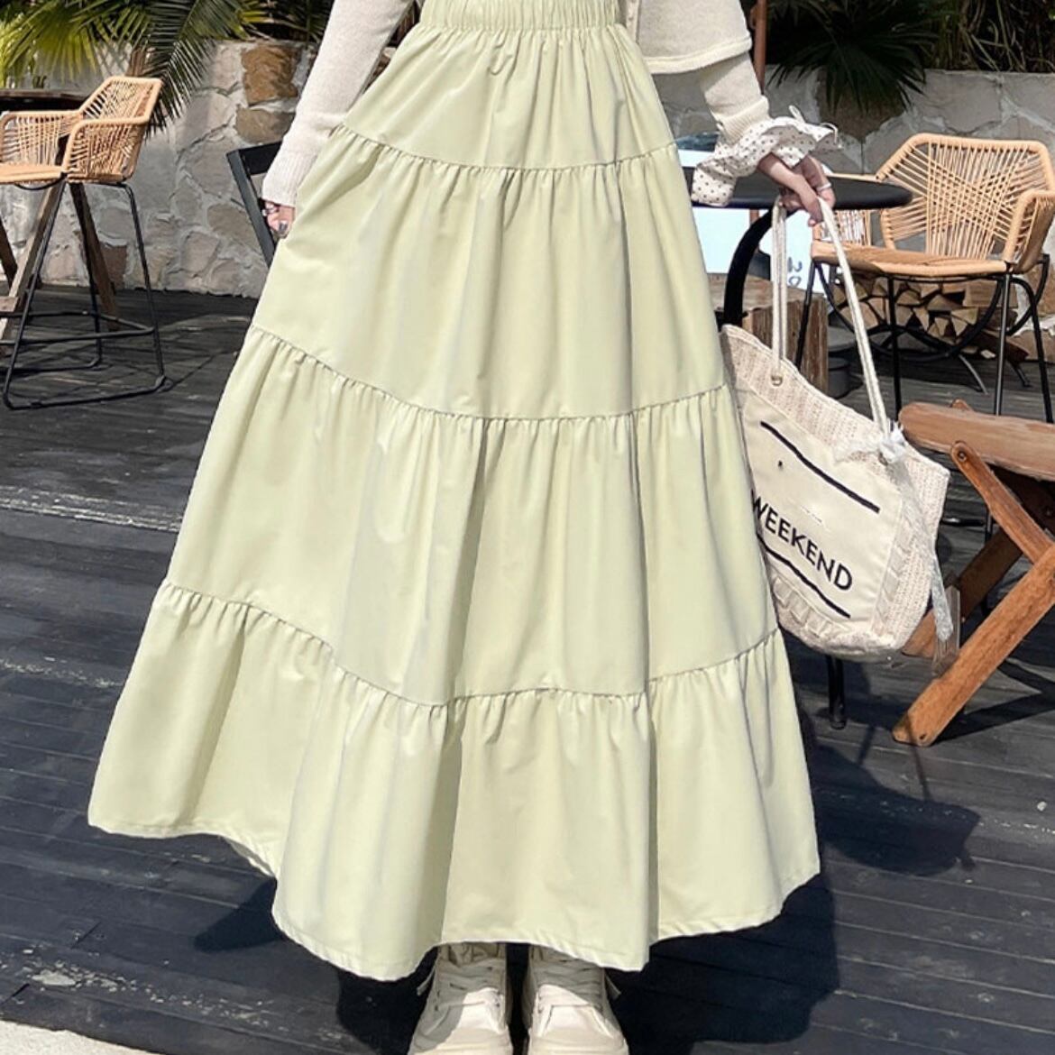 フレアロングティアードスカート