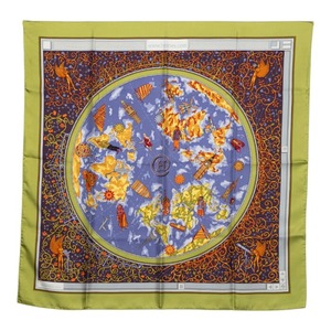 エルメス カレ90 www.hermes.com 世界地図 スカーフ マルチカラー シルク レディース HERMES 【中古】