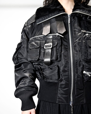 【25AW】Feng Chen Wang フェンチェンワン / Multipocket Cargo Jacket With Leather Trim / カーゴジャケット