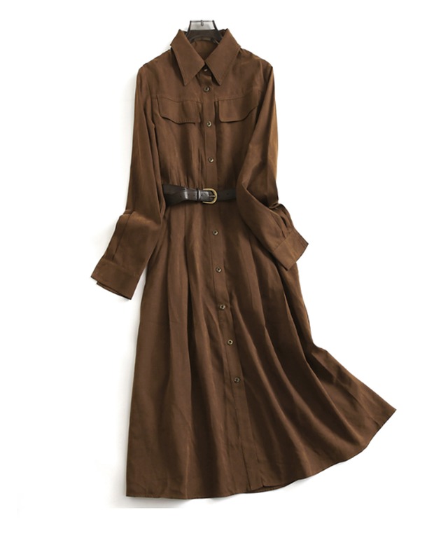 ベルト付きシャツワンピ【w-30347】
