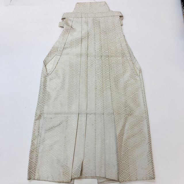袴 行灯袴 男袴 紐下丈91cm  2L size 男性用袴 成人式袴 白 中古 6343
