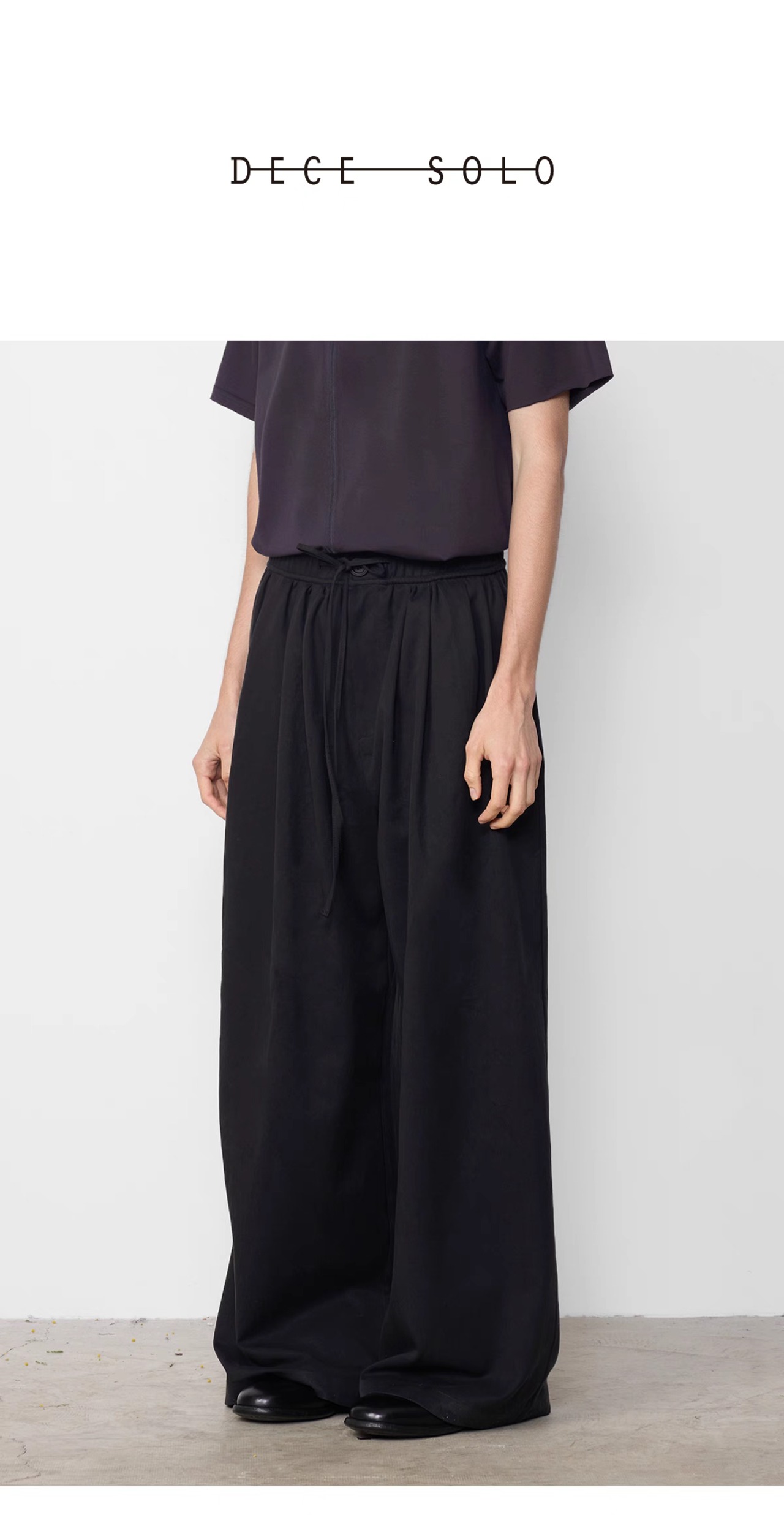 DECESOLO 25SS テンセル混 プリーツワイドイージーパンツ