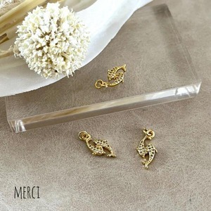 キュービックジルコニアドルフィンチャーム/パーツ/クジラ/真鍮