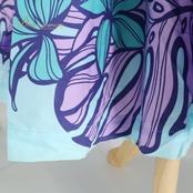 フラダンス 衣装 HULA GIRLS フラガールズ ワンピース ドレス ブルー系 モンステラ柄 花柄 植物柄 ベロア フリル ハワイアンプリント ハワイアン アロハ フラ ダンス レッスン 練習 青 紺 紫 ネイビー系 パープル系 高級感 光沢感 フレアスカート 華やか 鮮やか かわいい おしゃれ 上品 大人っぽい