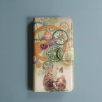 大小の様々な歯車 猫とギター ほぼ全機種カメラホール対応スマホケース【愛しき世界】Xperia Galaxy iphone