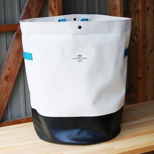 CANVAS STORAGE BAG (white×black / blue tape)