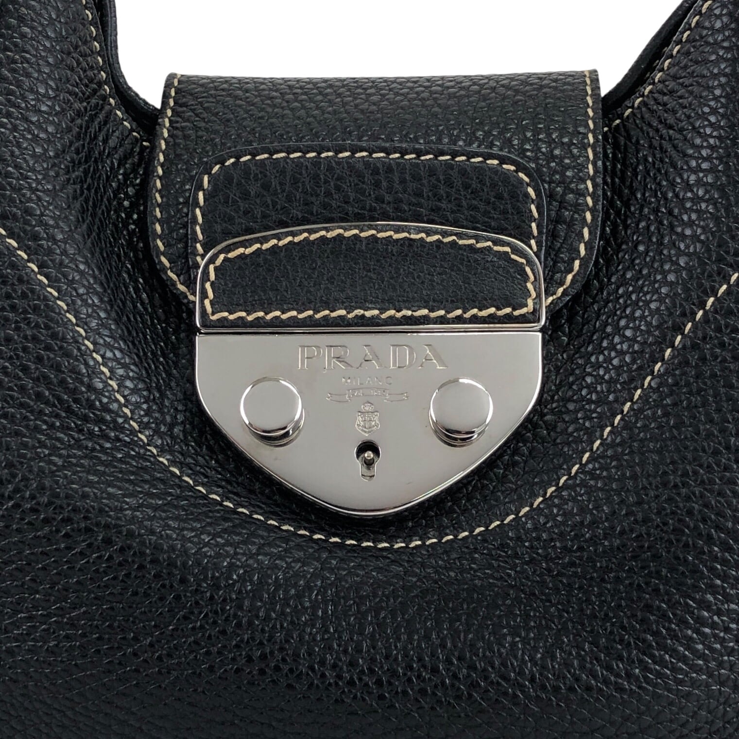 PRADA プラダ ショルダーバッグ ブラック フロントロック レザー