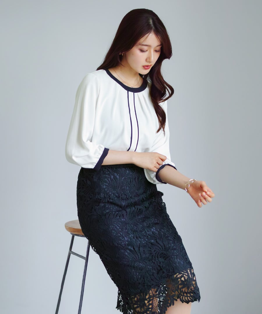 25AW】【 装いを格上げする華やぎスカート 】スカラップレースロング