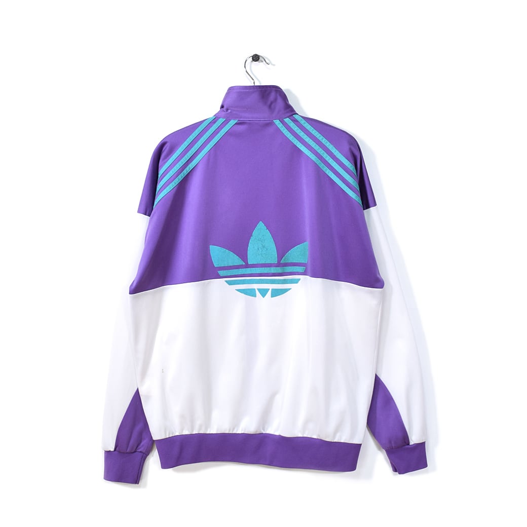 80s アディダス ビッグトレフォイル トラックジャケット ジャージ ヴィンテージ 紫白ミント adidas サイズL相当 古着 アメカジ  @CK0150 | ヤング衣料店 powered by BASE