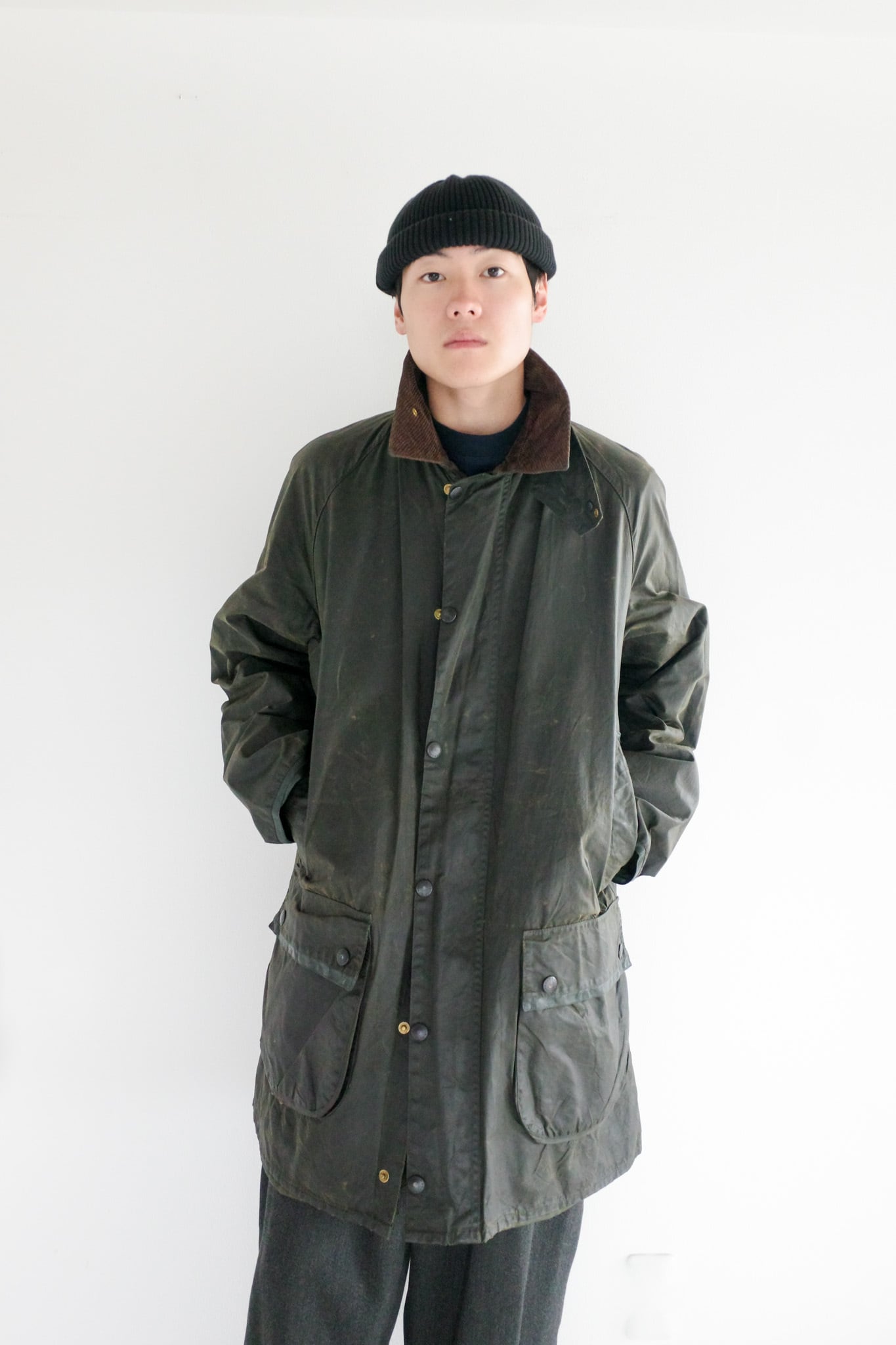 【3-warrants, 1990s】"MARK PHILLIPS" Vintage Barbour Oiled Jacket / 385m