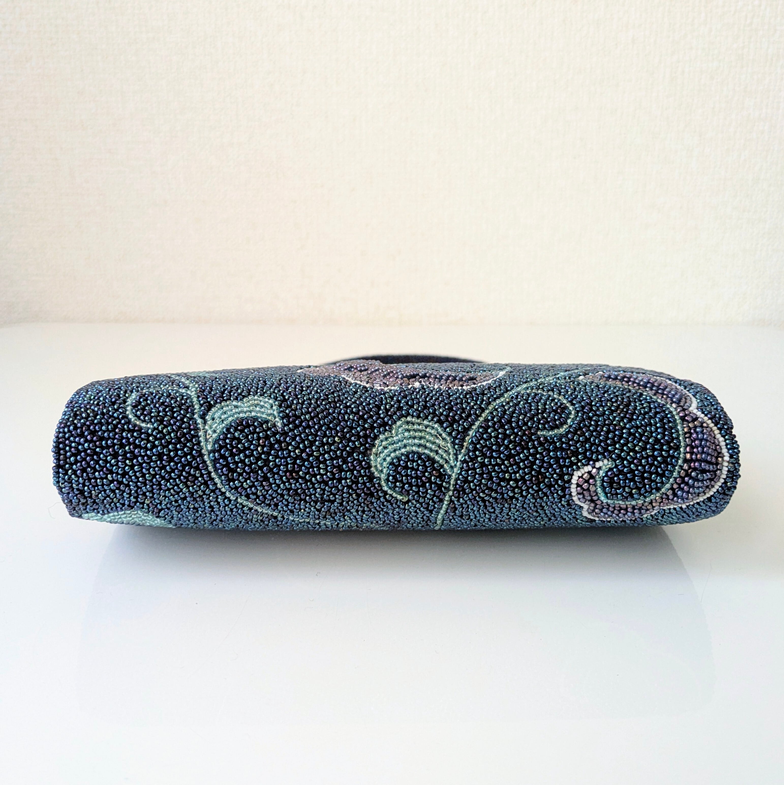 Vintage】ビーズ刺繍バッグ プリンセスTOKYO 青 紫 唐草文様