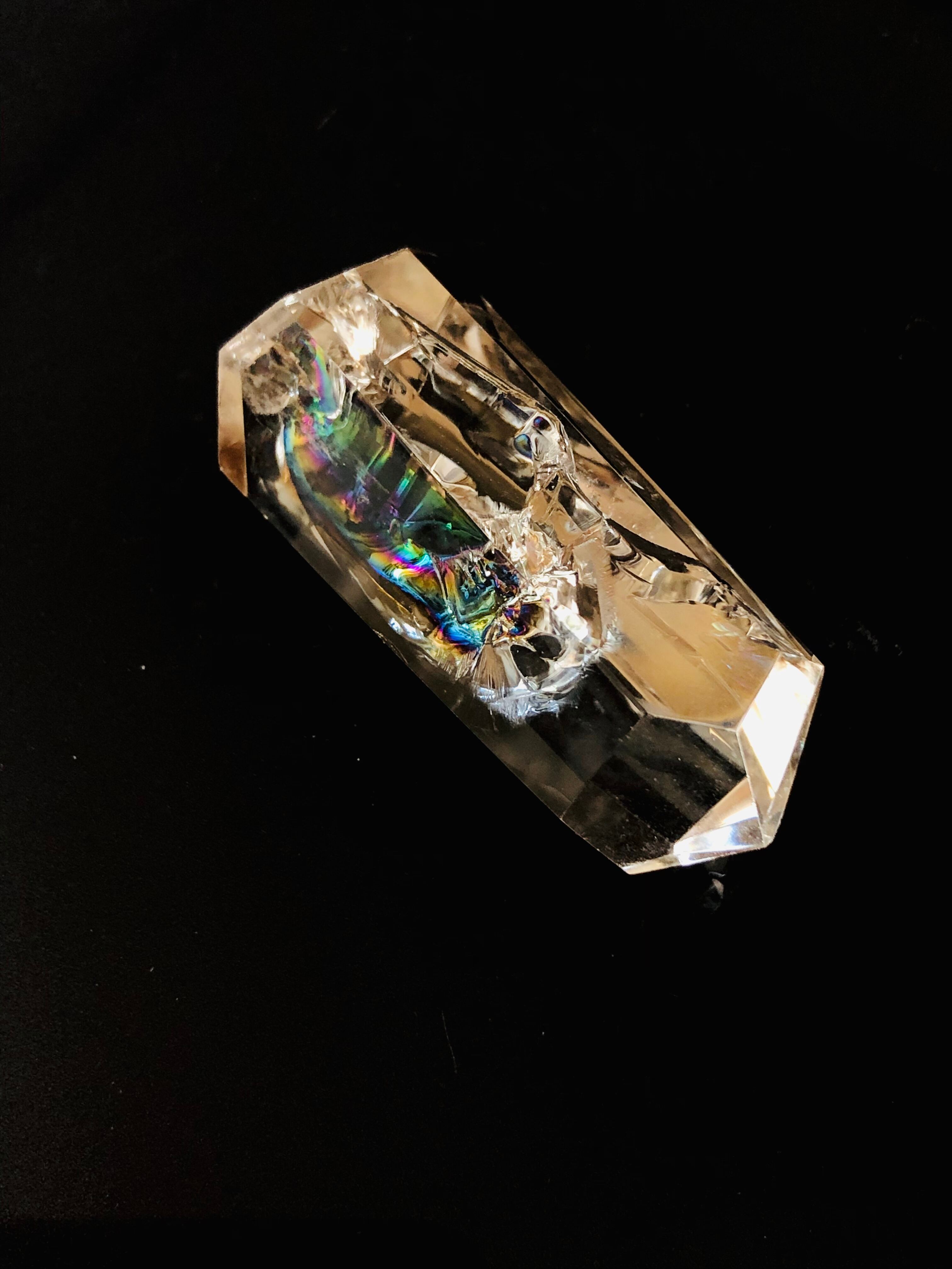 透明感 虹入り スモーキークォーツ ダブルポイント