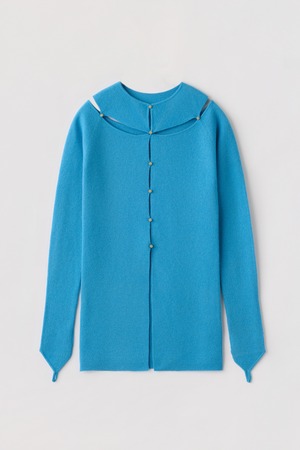 RIB YOKE CARDIGAN 26AWAC-001 BLUE