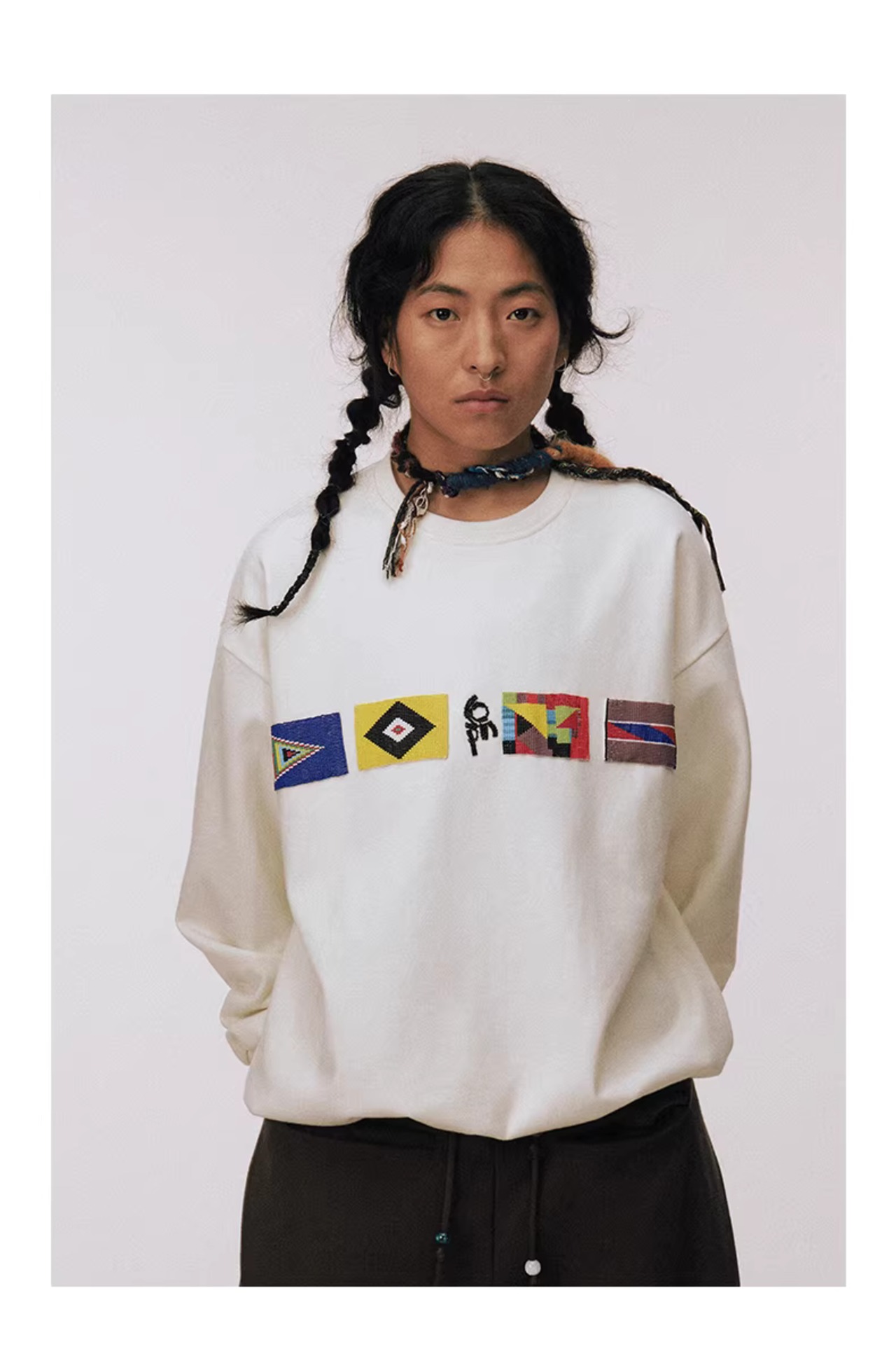 CONP Handmade Beaded Flag Sweatshirt