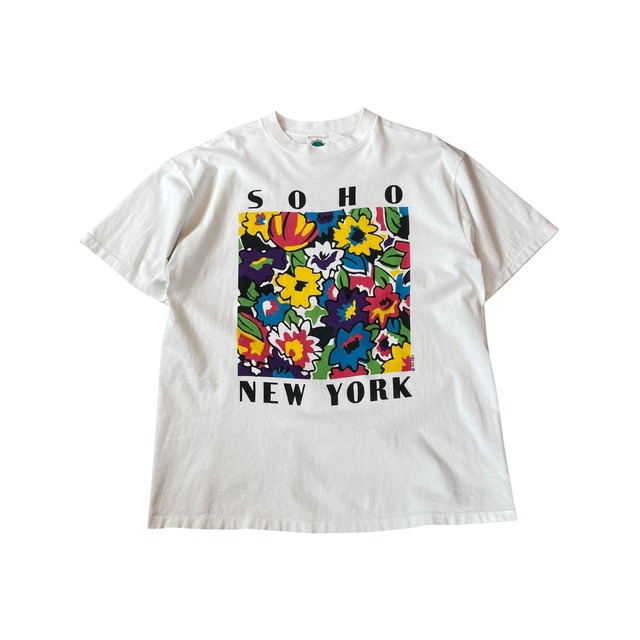 1990s SOHO NEW YORK Flower Art Print T-shirt