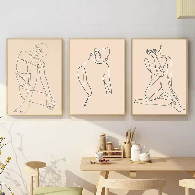 【即納】Line drawing  art poster " nude color "size 30×40