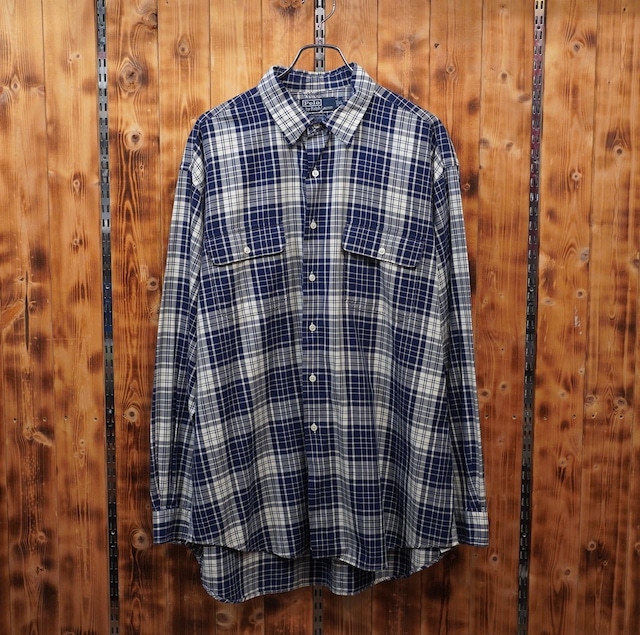 90s ralphlauren benford チェックシャツ ネイビー XL/ラルフローレン