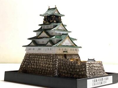 054完成品□大阪城 (昭和復興大阪城) 城コレ ケース付き サイズ(W113