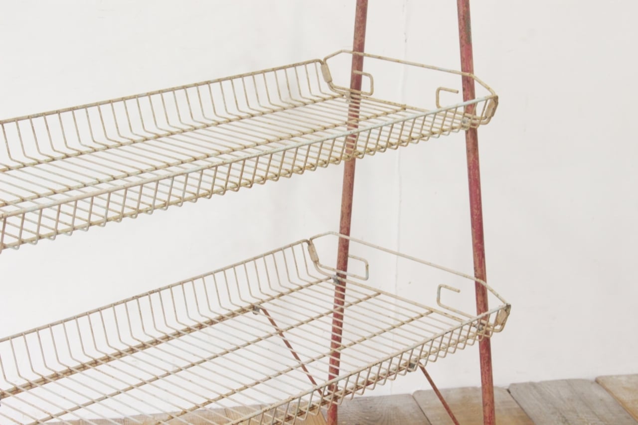 レトロ ヴィンテージ オープンシェルフ ラック ワゴン 棚 3段  