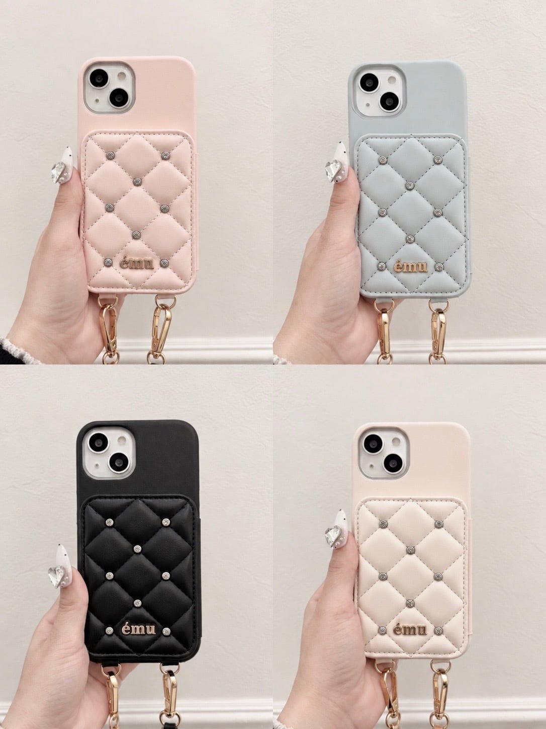 ÉMU キルティングビジューミラーiPhoneケース | emu.official.store