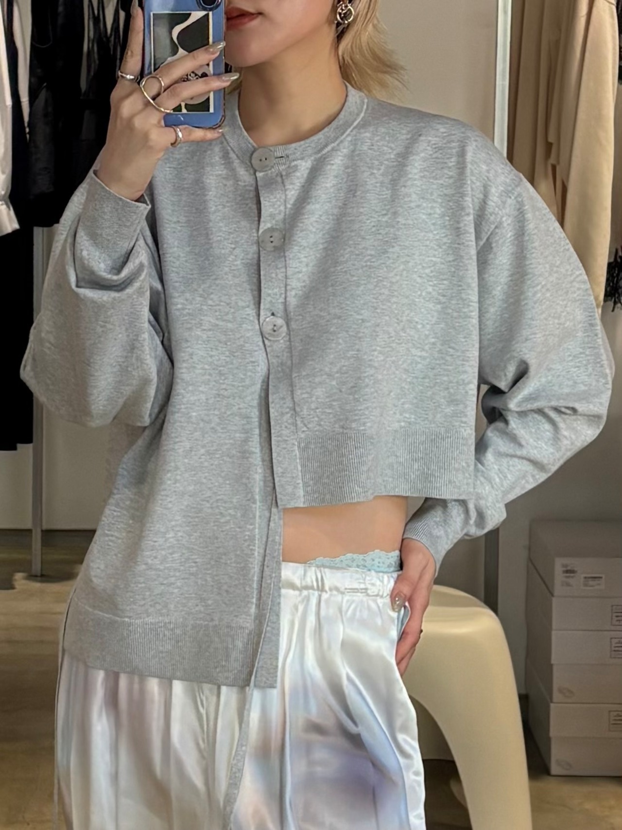【26SS】nagonstans ナゴンスタンス / カーディガン アシンメトリー 長袖 / asymmetry cardigan - 1
