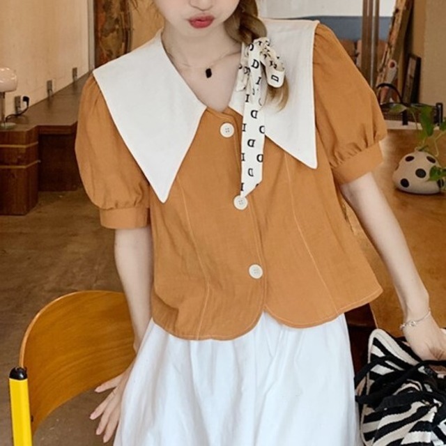 トップス レディース シャツ ブラウス 半袖 ドールカラー ビックカラー ショート ショート丈 かわいい 大人可愛い きれいめ シンプル カジュアル 清楚 フェミニン シック おしゃれ 綺麗 お嬢様 こなれ感 ラフ ラブリー キュート ガーリー 個性的 レトロ 抜け感 爽やか 存在感 主役級 無地 OL 通勤 学生 通学 デート お出かけ 女子会 休日 散歩 きちんと感 M L XL 2XL 3XL 4XL 大きいサイズ ホワイト ブラウン 春 夏 10代 20代 30代 韓国 着回し 普段使い 送料無料