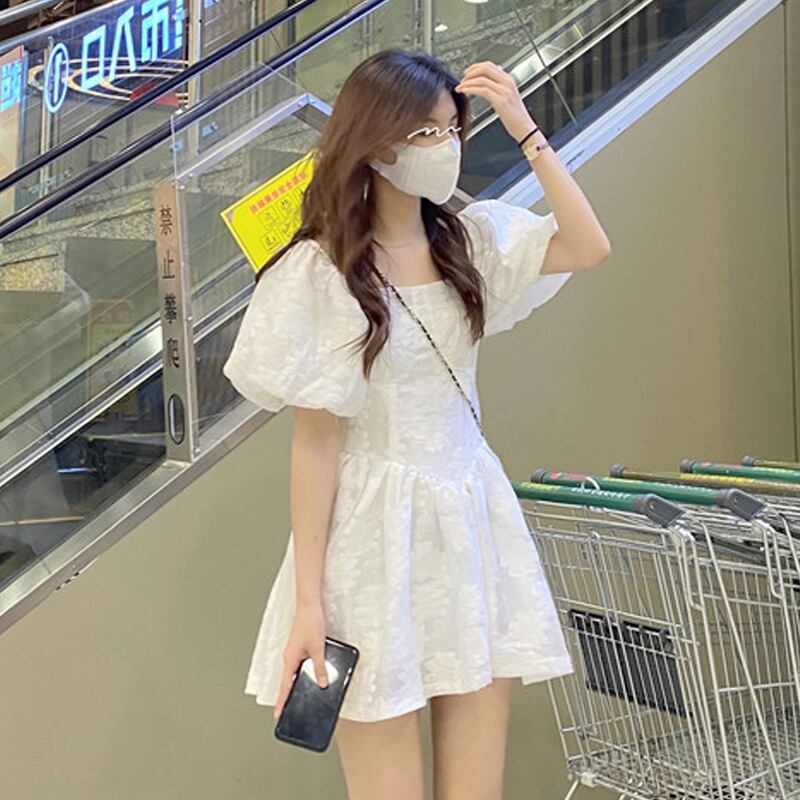 ホワイトスリーブドレス サマースリムスカート 夏物 スーパーモール65721451056