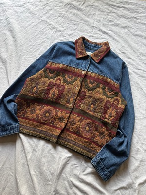 Artistic Pattern Tapestry Denim Jacket
