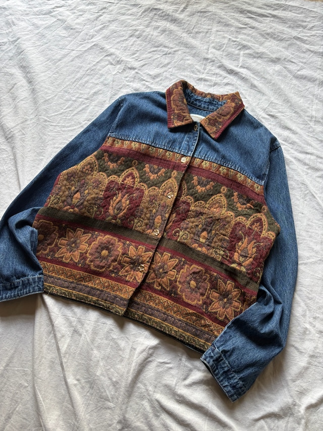 Artistic Pattern Tapestry Denim Jacket