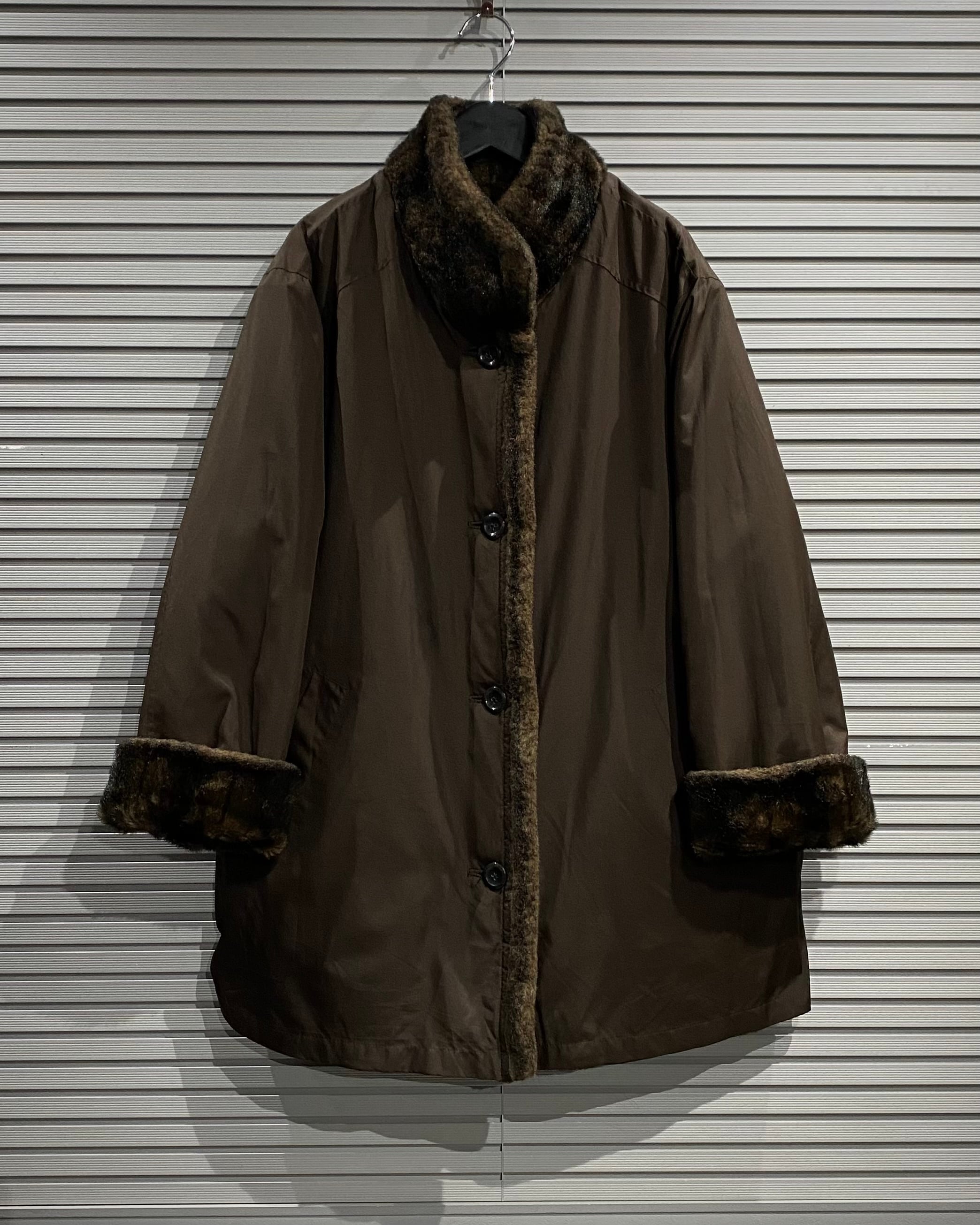 X VINTAGE】“Reversible” Stand Collar Faux Fur Jacket | Caka(カカ