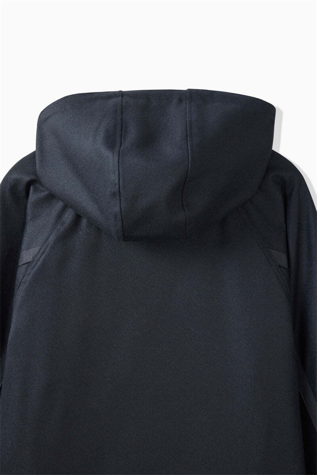 FOURAM - WOOL ANORAK HOODIE ：Black｜ウール／ワッシャー加工／マットフェイス