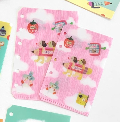 新作☆LAC73｜Lacreme 奶油派【 粉色云朵】M5 穴あけ ミニポケットフォルダ / メモ・シール収納