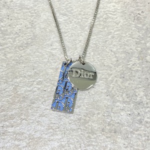 Christian Dior ディオール プレートネックレス ブルー シルバー アクセサリー 5879-202201